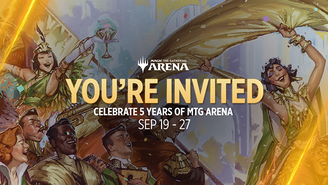 get your magic: the gathering arena 5th anniversary celebration rewards now news article card thumbnail