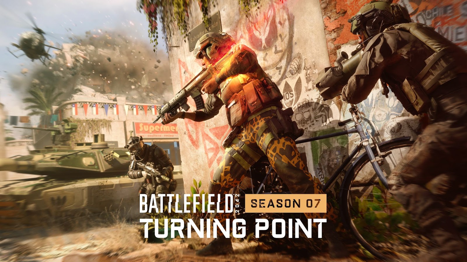 battlefield 2042 unveils season 7: turning point, featuring new maps, weapons, and a free access period news article card thumbnail