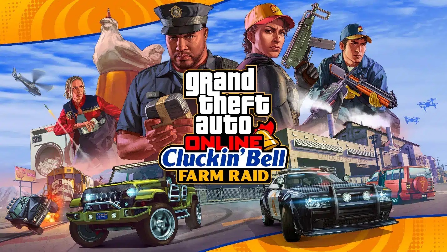 new grand theft auto online update, "the cluckin’ bell farm raid," drops this week news article card thumbnail