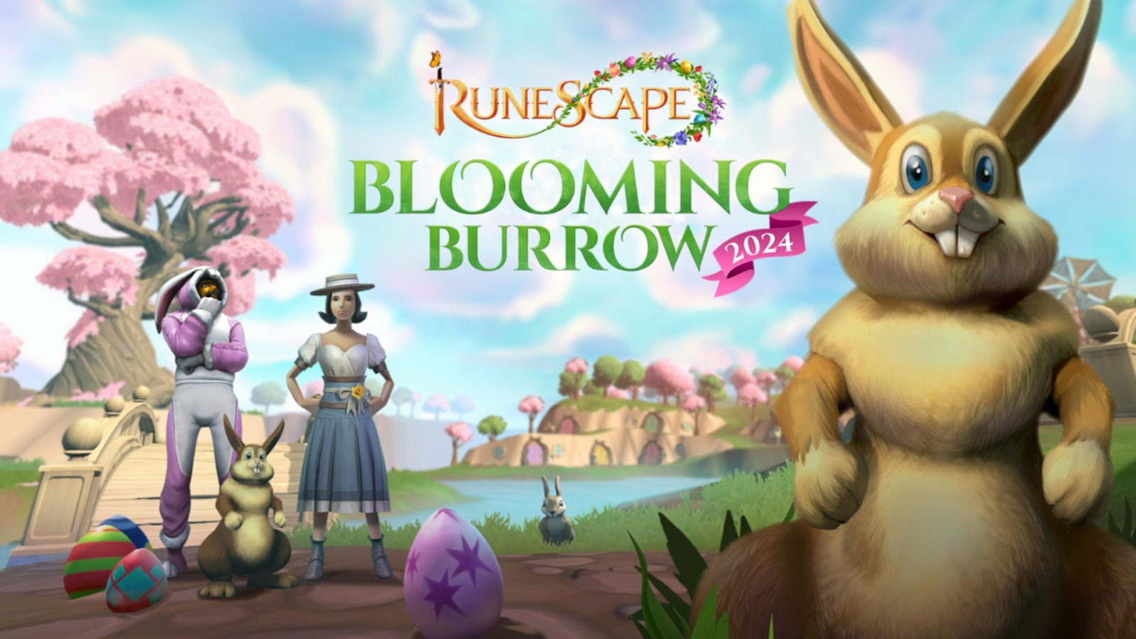 runescape opens the blooming burrow event, complete with a weird-looking easter bunny news article card thumbnail