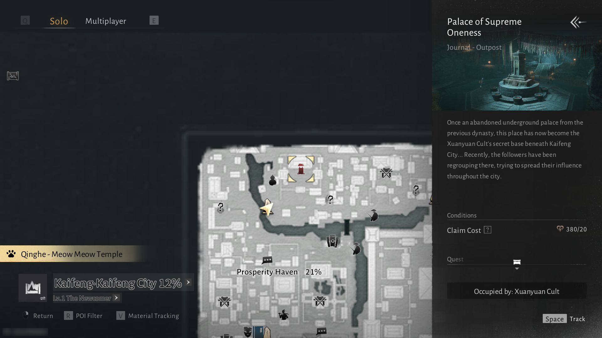 Where Winds Meet Palace of Supreme Oneness Map Location