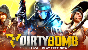 Dirty Bomb - Dirty Bomb, formerly developed under the title Extraction, is a free-to-play MMOFPS developed by Splash Damage and published by Nexon. Set in a post-apocalyptic London, Dirty Bomb boasts a “higher skill ceiling” than other free-to-play shooters in that controllers are not natively supported and no auto aim or aim assist system is used forcing players to develop faster reactions and strategies through gameplay.